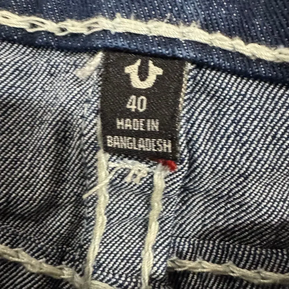 True Religion Ricky Big T Dark Wash Flap Denim Shorts Men's 40